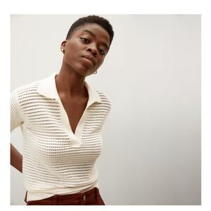 Everlane Cream Short Sleeve Polo Top